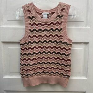 Design History Pink Scallop Knit Sweater Vest L